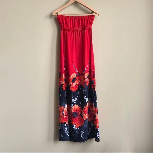 Strapless Red Maxi Dress - Picture 4 of 5
